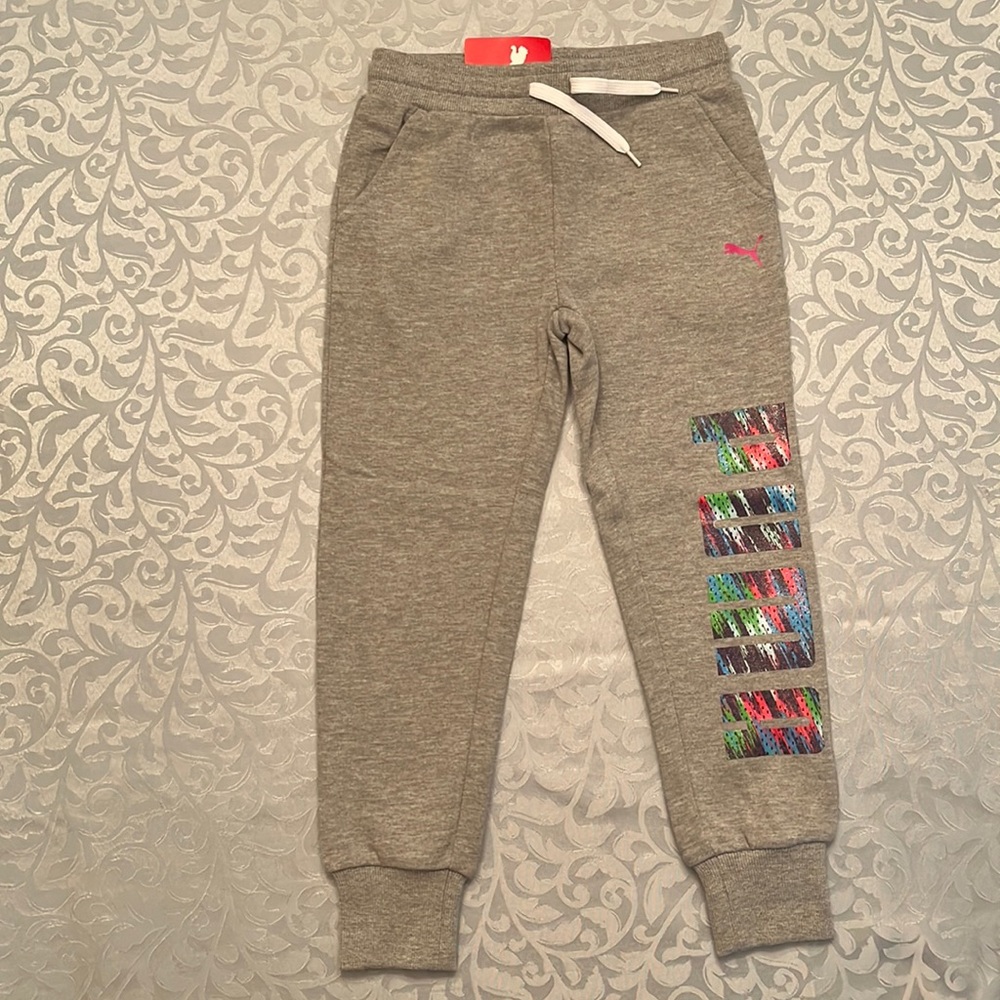 New Puma Girls Gray Sweatpants Size 6